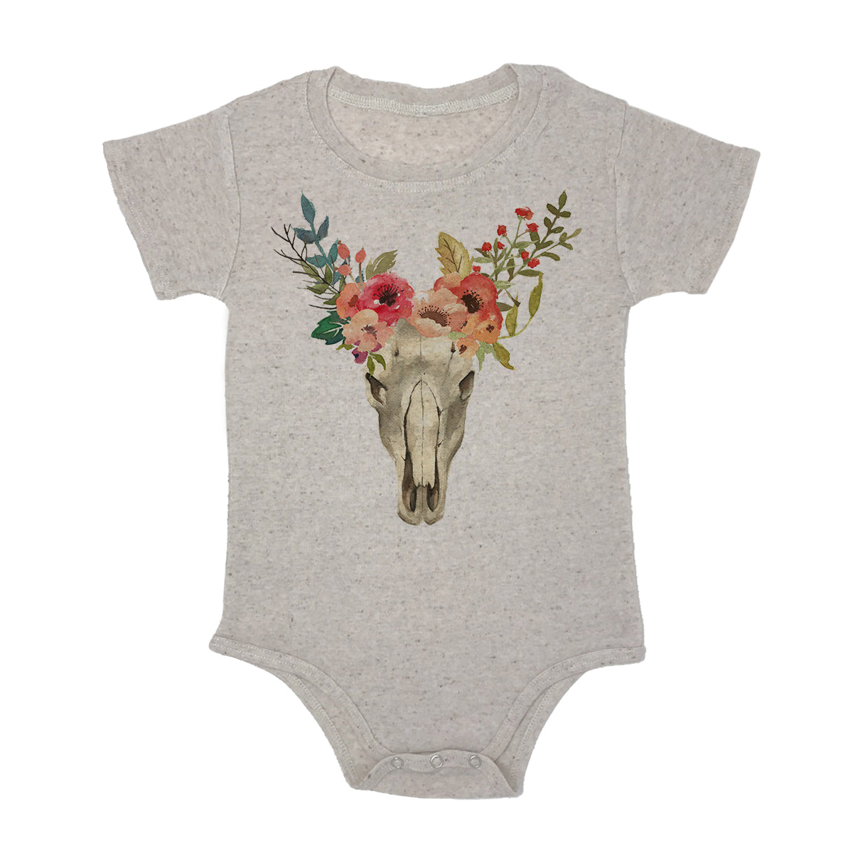 Cow Skull Baby Triblend Onesie