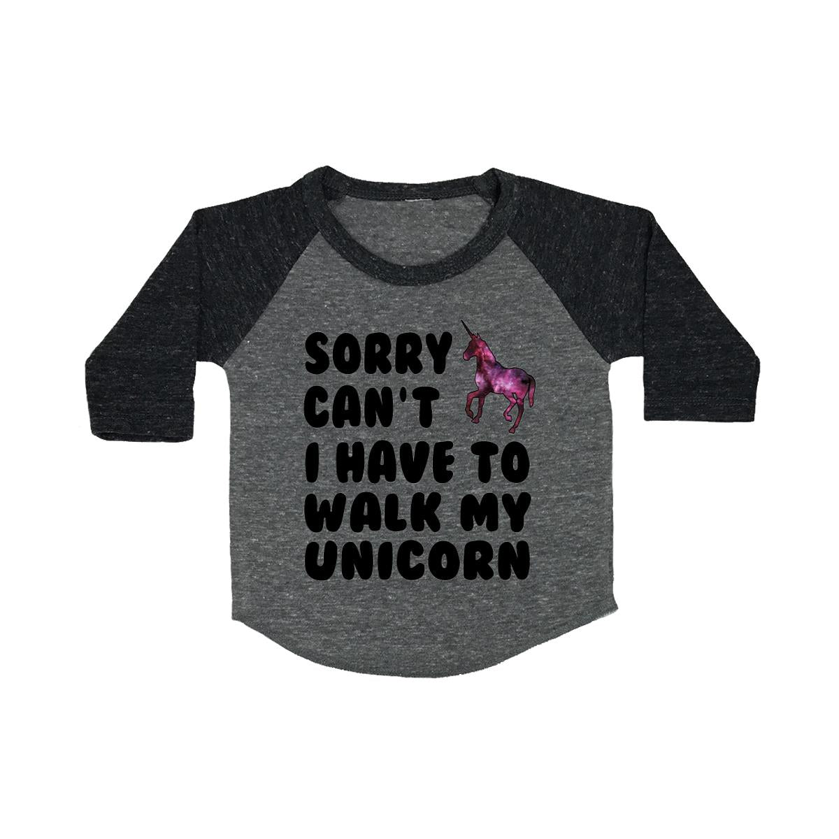 Sorry Can't I Have To Walk My Unicorn Baby Baseball Shirt