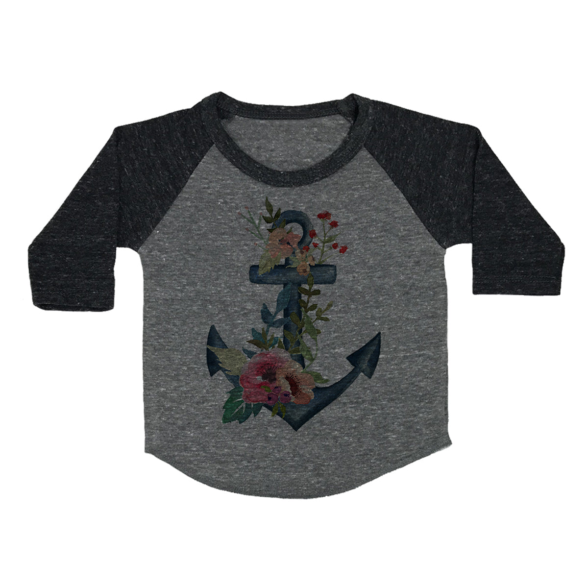Floral Anchor Toddler Baseball Shirt