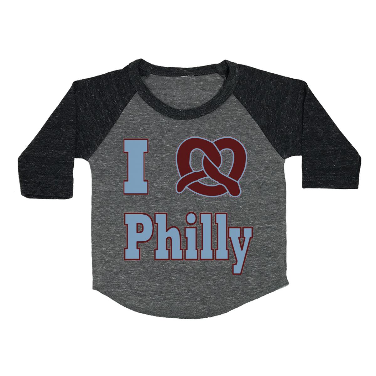 I Love Pretzel Philly Toddler Baseball Shirt