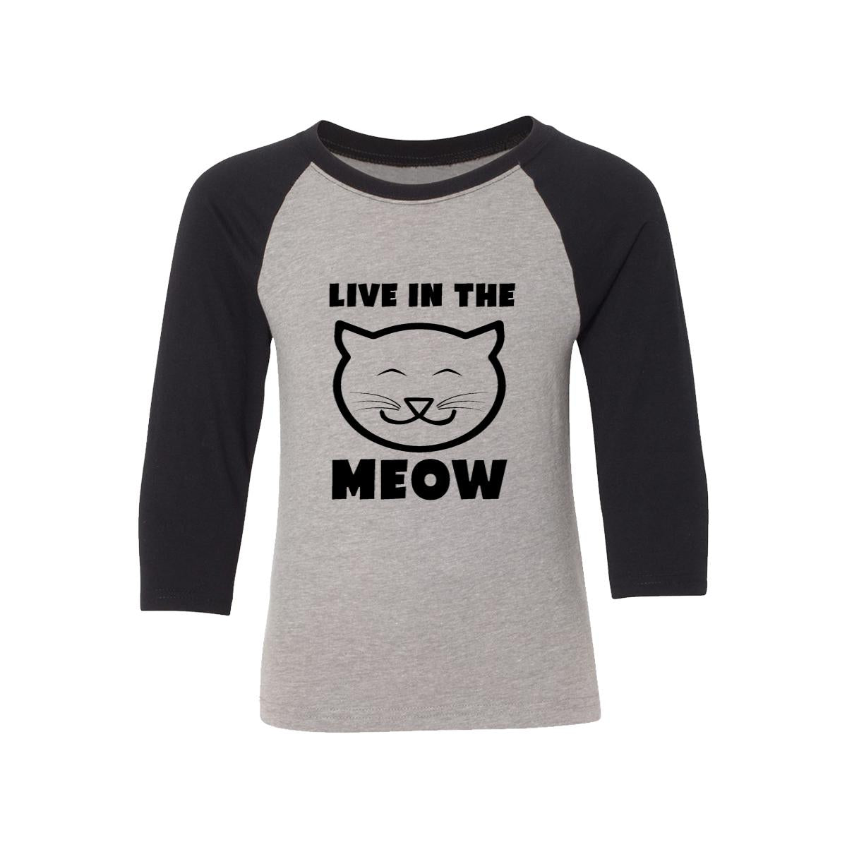 Live In The Meow Kids Baseball Shirt