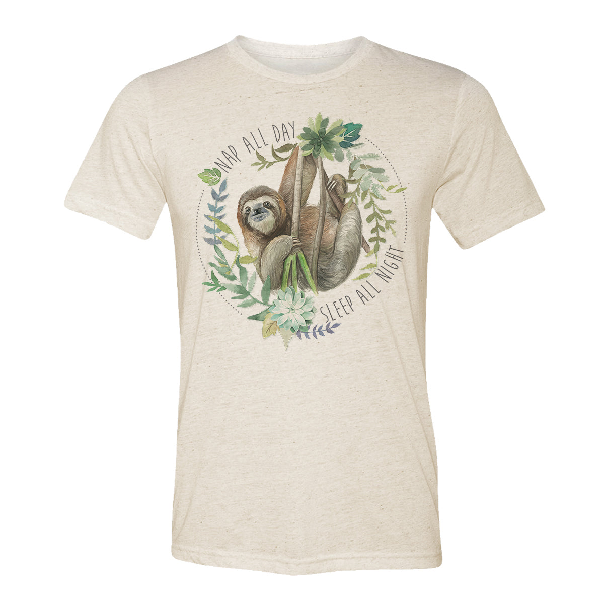 Nap All Day Sleep All Night Sloth Adult Tee Shirt