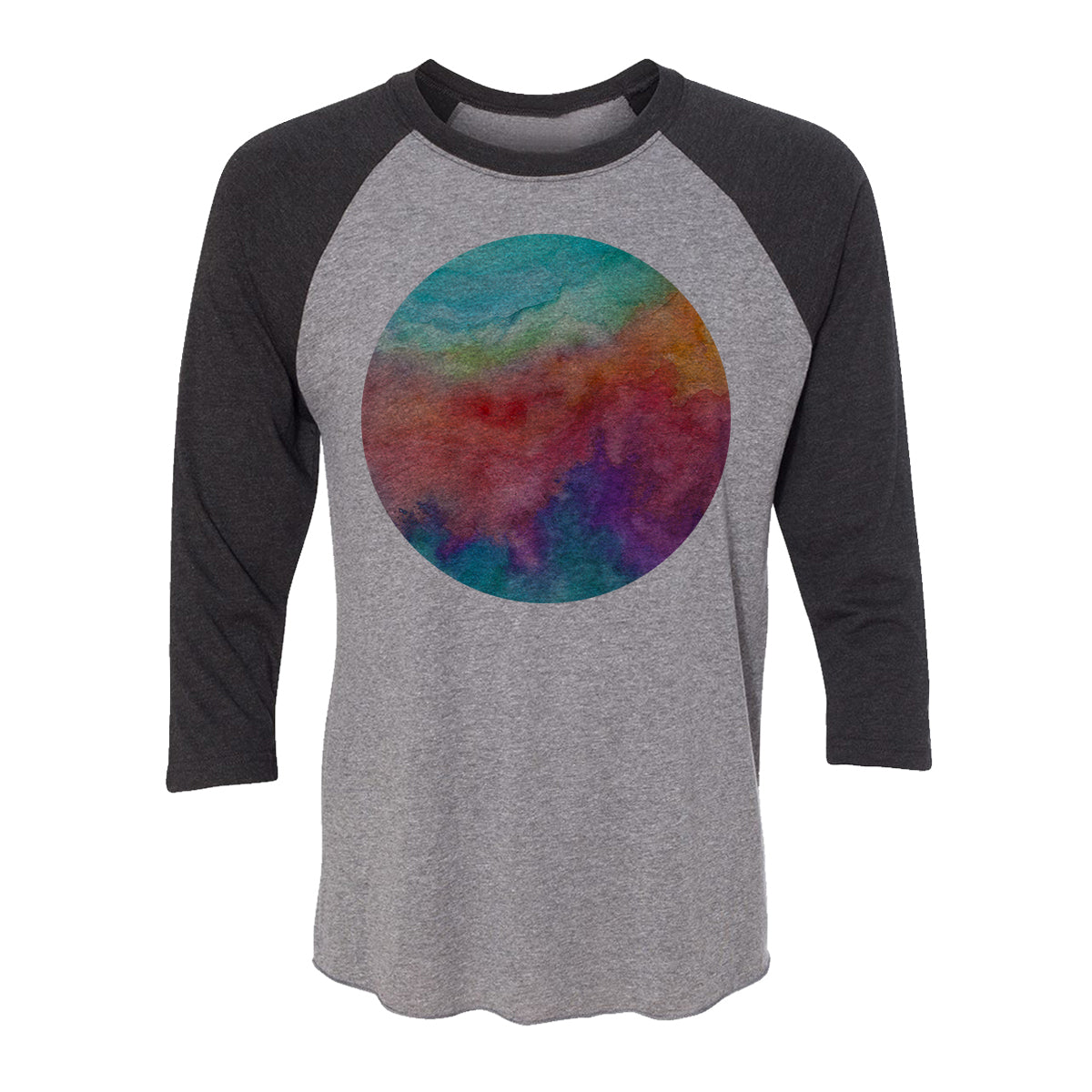 Watercolor Circle Adult Baseball Shirt