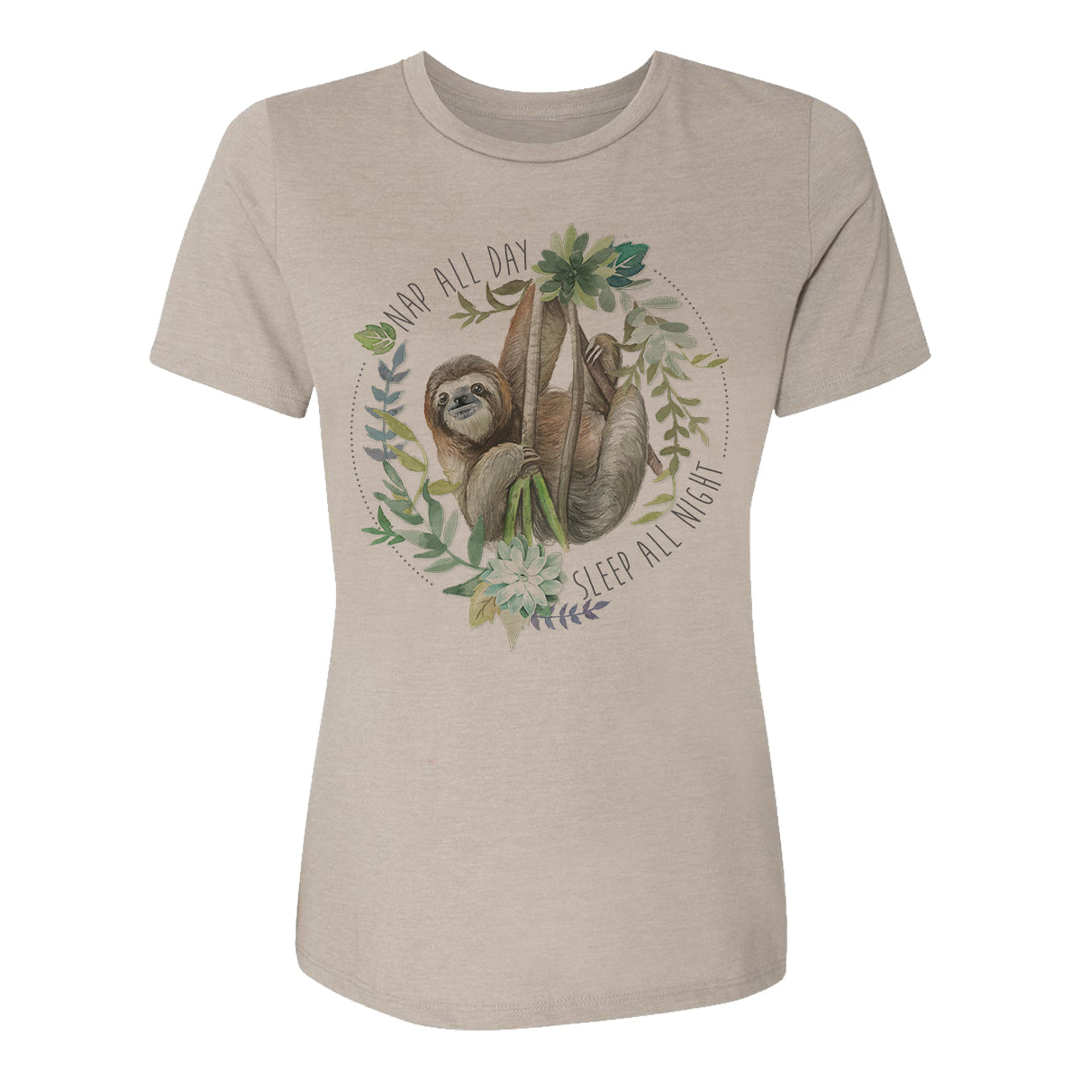 Nap All Day Sleep All Night Sloth Womens Tee Shirt