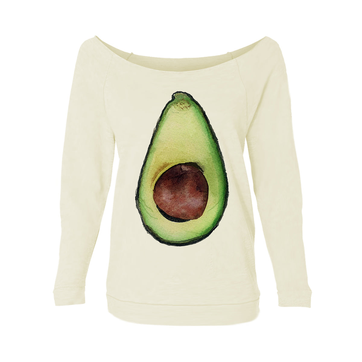 Avocado With Pit Womens Raw-Edge Scoop Neck Sweater