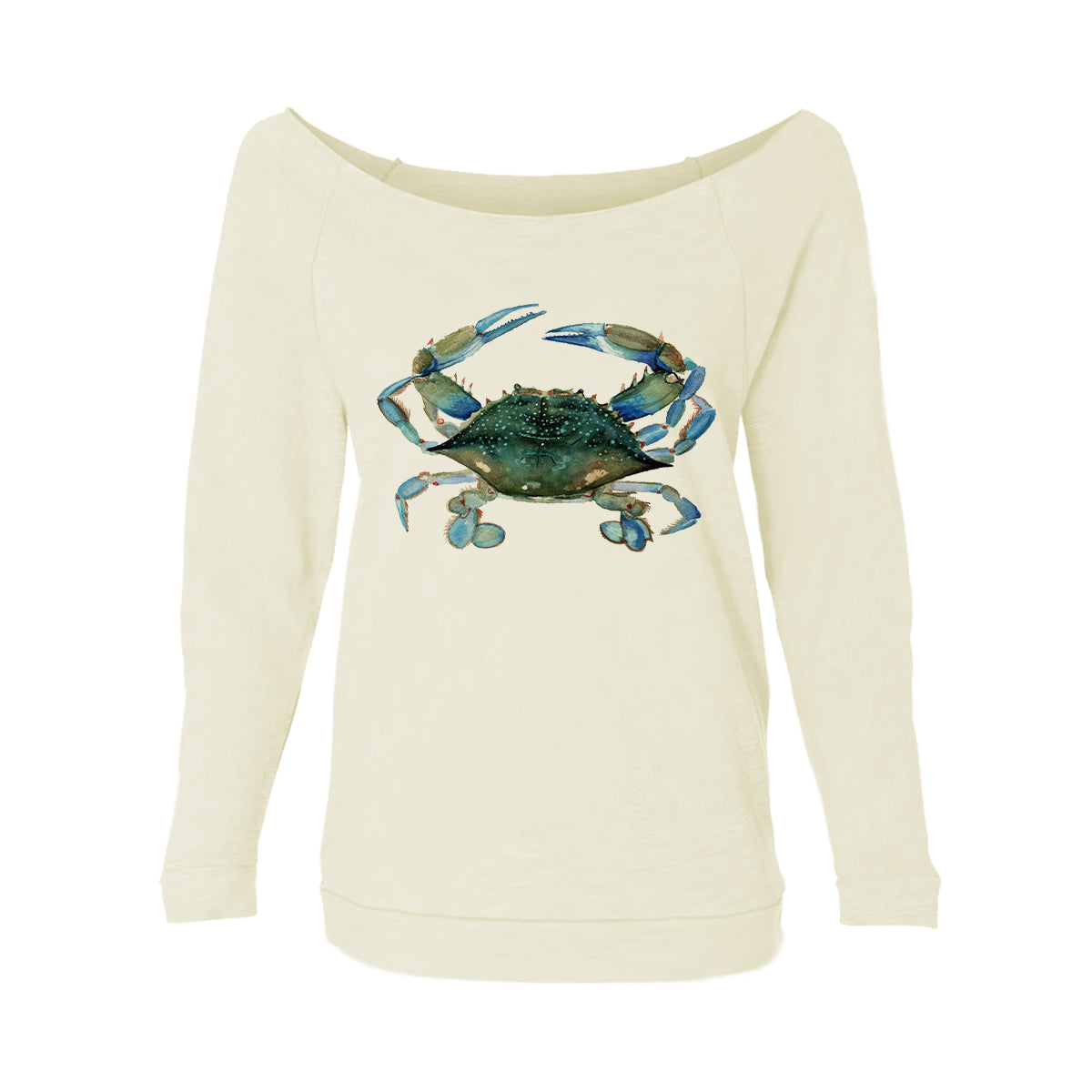 Blue Claw Crab Womens Raw-Edge Scoop Neck Sweater