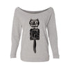 Cat Clock Womens Raw-Edge Scoop Neck Sweater