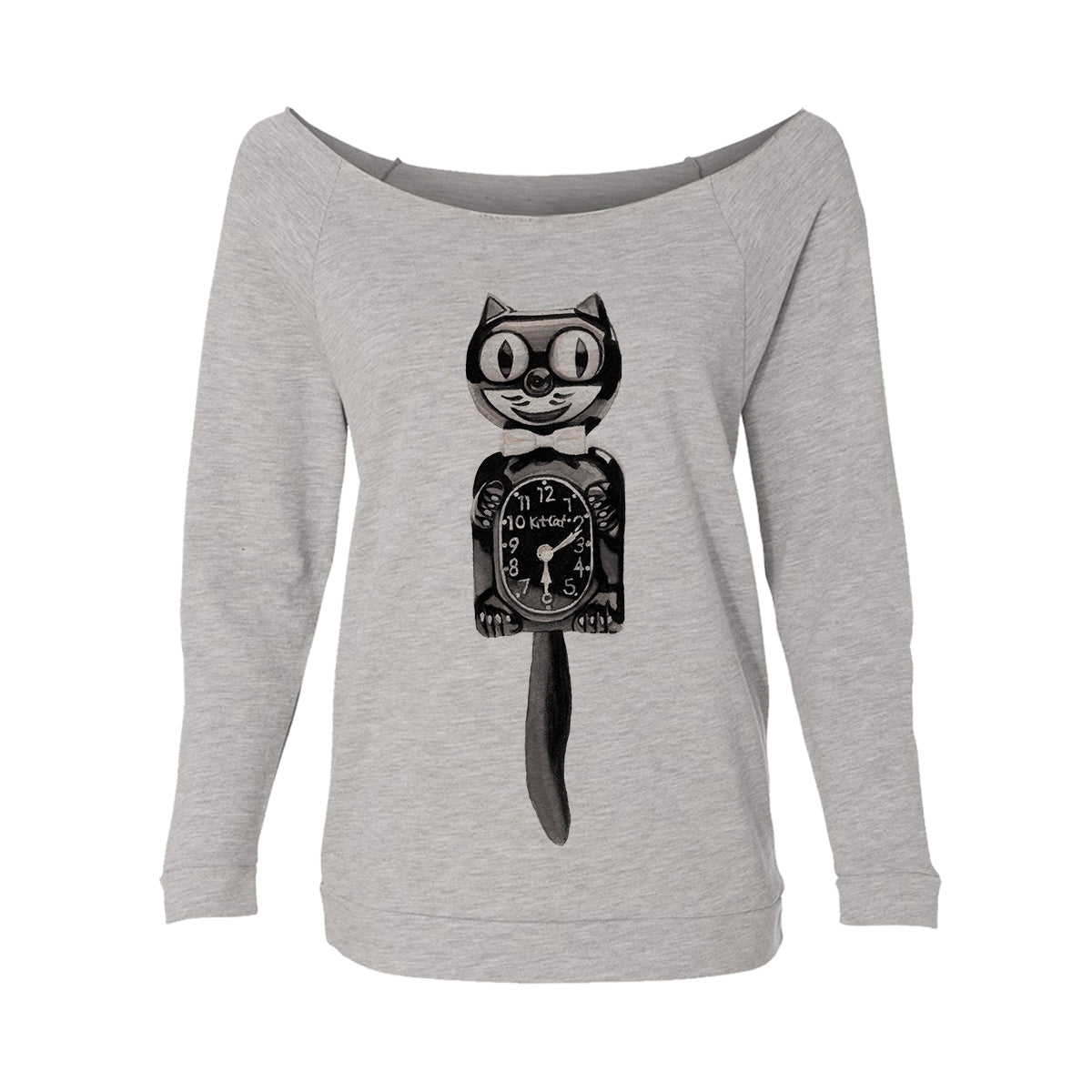 Cat Clock Womens Raw-Edge Scoop Neck Sweater