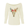 Cow Skull Womens Raw-Edge Scoop Neck Sweater