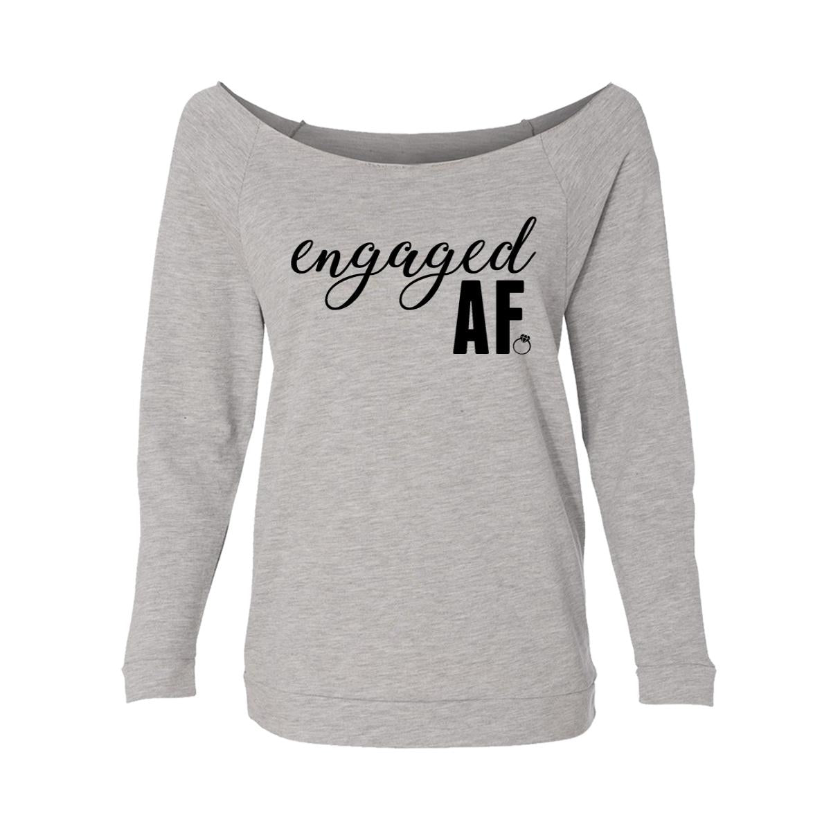Engaged AF Womens Raw-Edge Scoop Neck Sweater