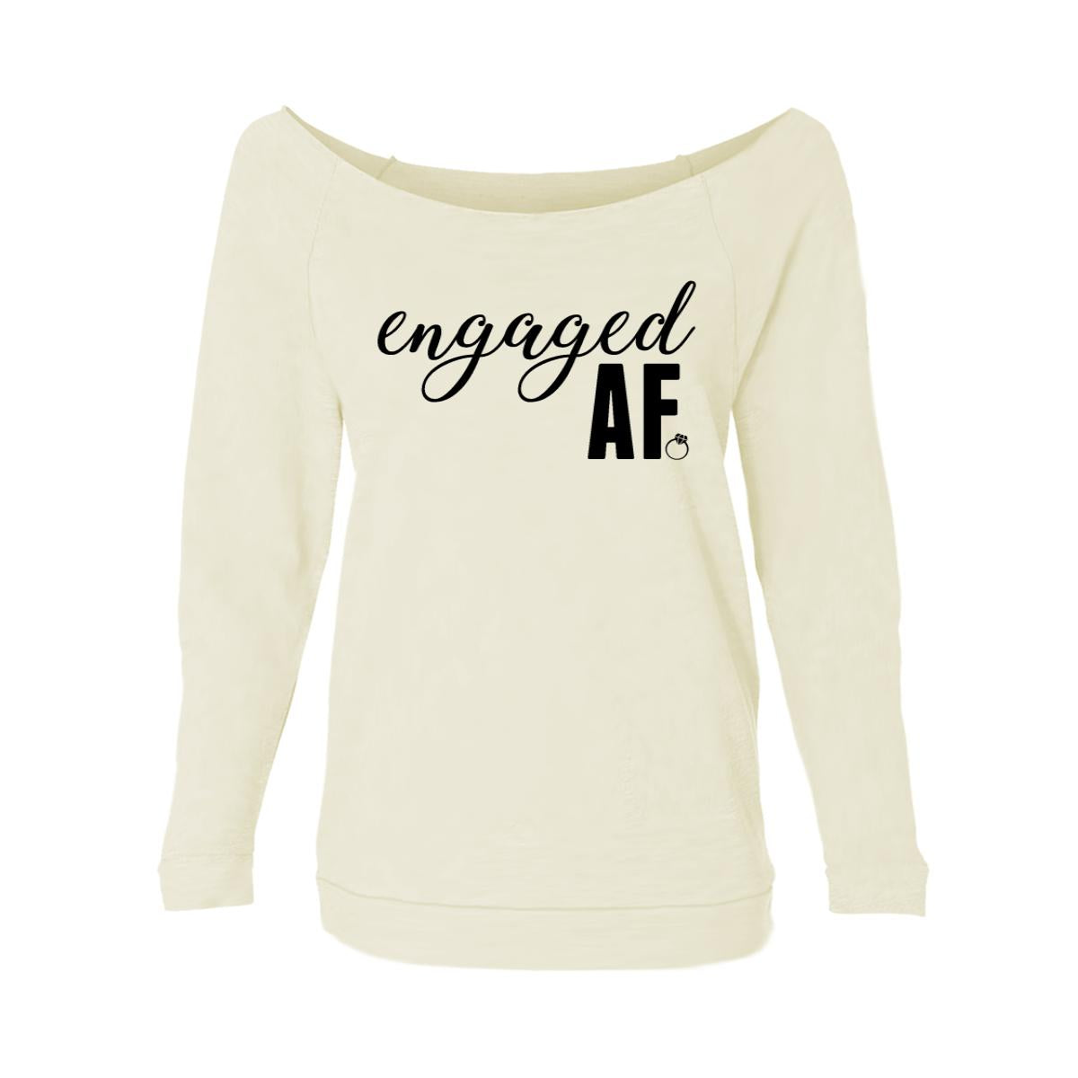 Engaged AF Womens Raw-Edge Scoop Neck Sweater