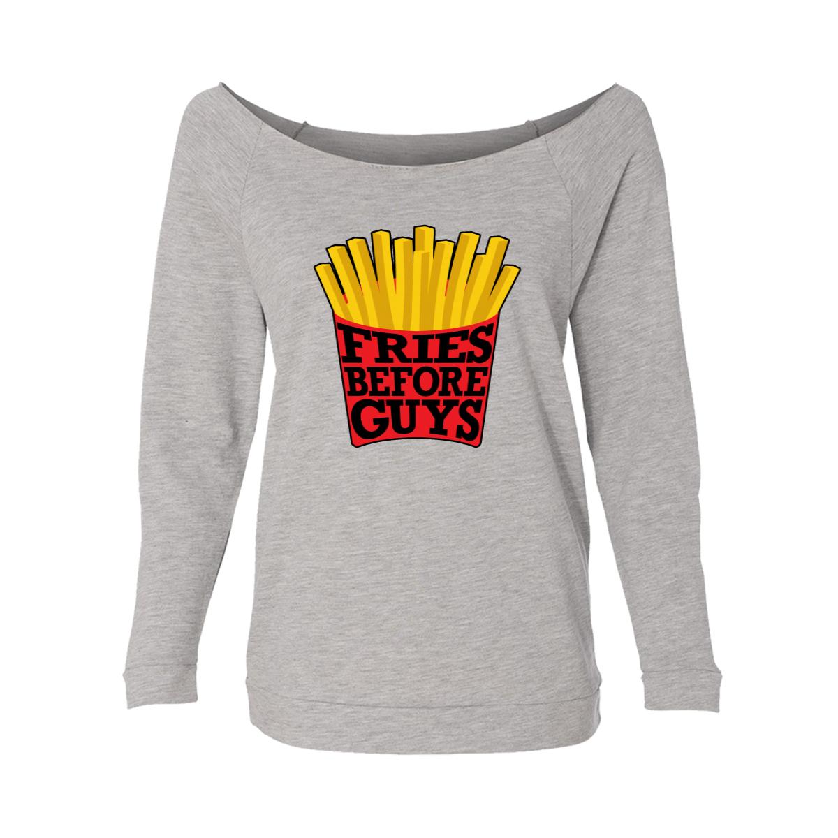 Fries Before Guys Womens Raw-Edge Scoop Neck Sweater