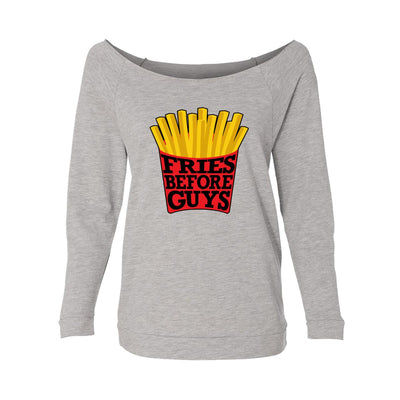 Fries Before Guys Womens Raw-Edge Scoop Neck Sweater