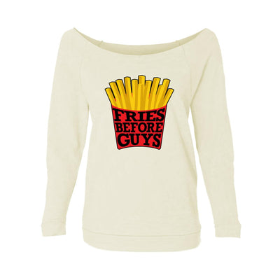 Fries Before Guys Womens Raw-Edge Scoop Neck Sweater