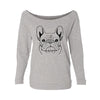 French Bulldog Sketch Womens Raw-Edge Scoop Neck Sweater