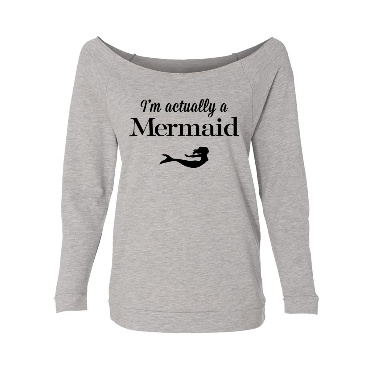 I'm Actually A Mermaid Womens Raw-Edge Scoop Neck Sweater