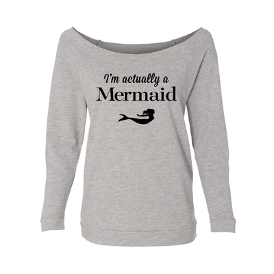 I'm Actually A Mermaid Womens Raw-Edge Scoop Neck Sweater