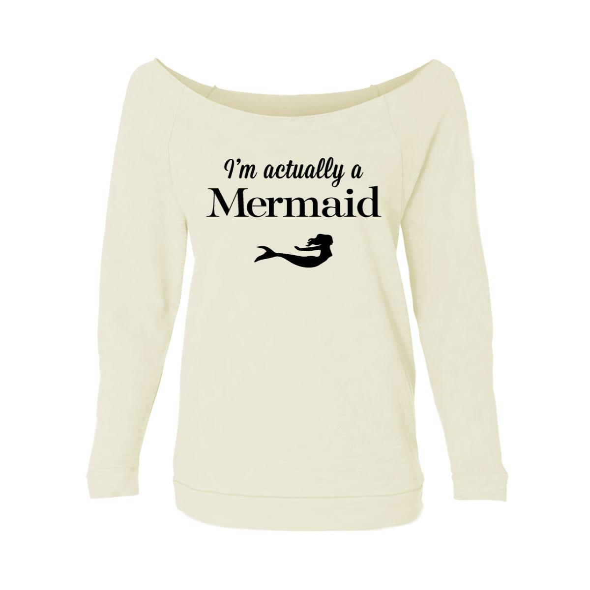 I'm Actually A Mermaid Womens Raw-Edge Scoop Neck Sweater