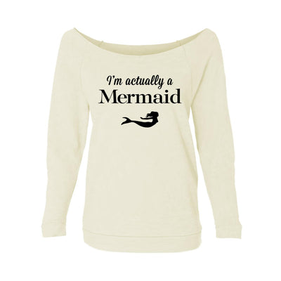 I'm Actually A Mermaid Womens Raw-Edge Scoop Neck Sweater