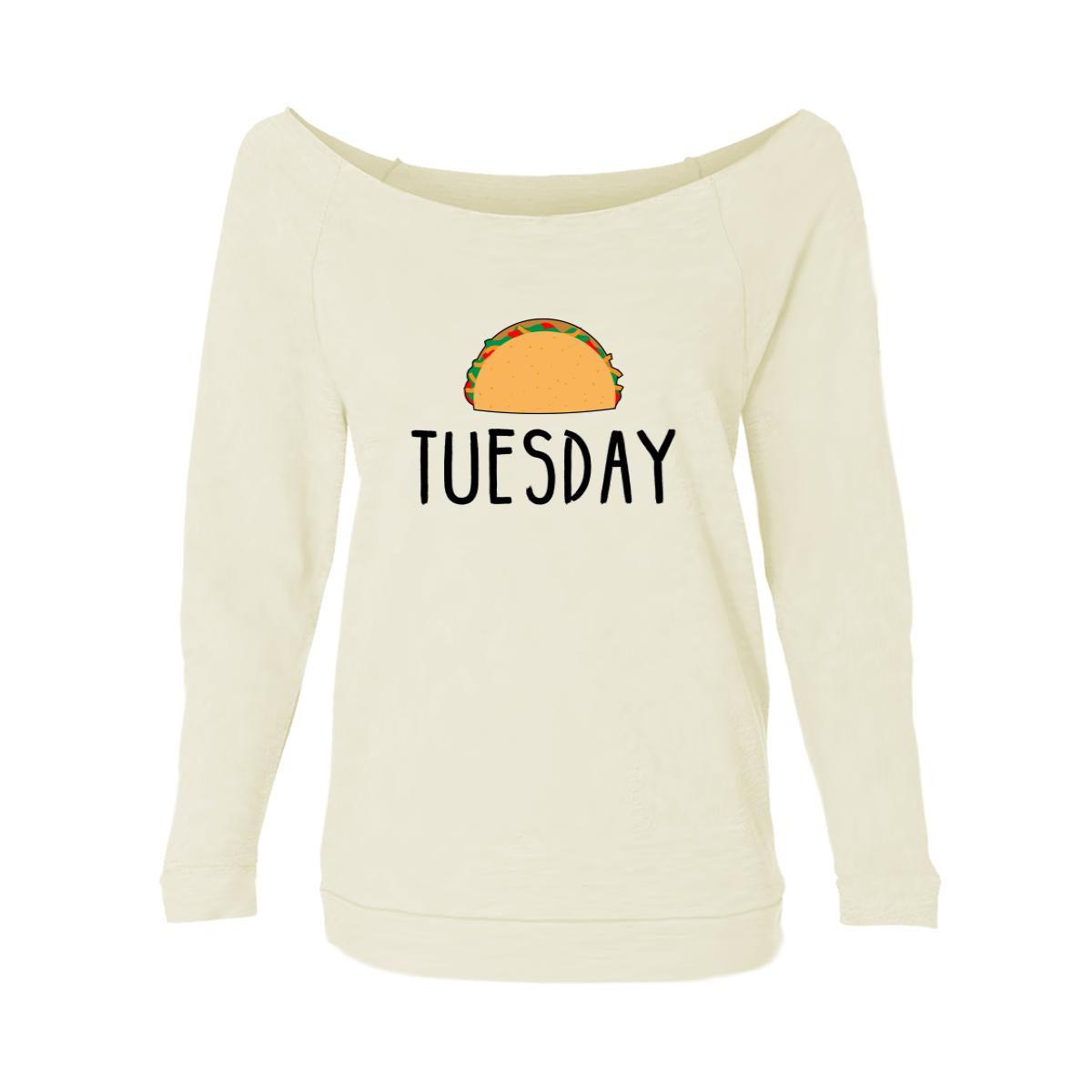 Taco Tuesday Womens Raw-Edge Scoop Neck Sweater