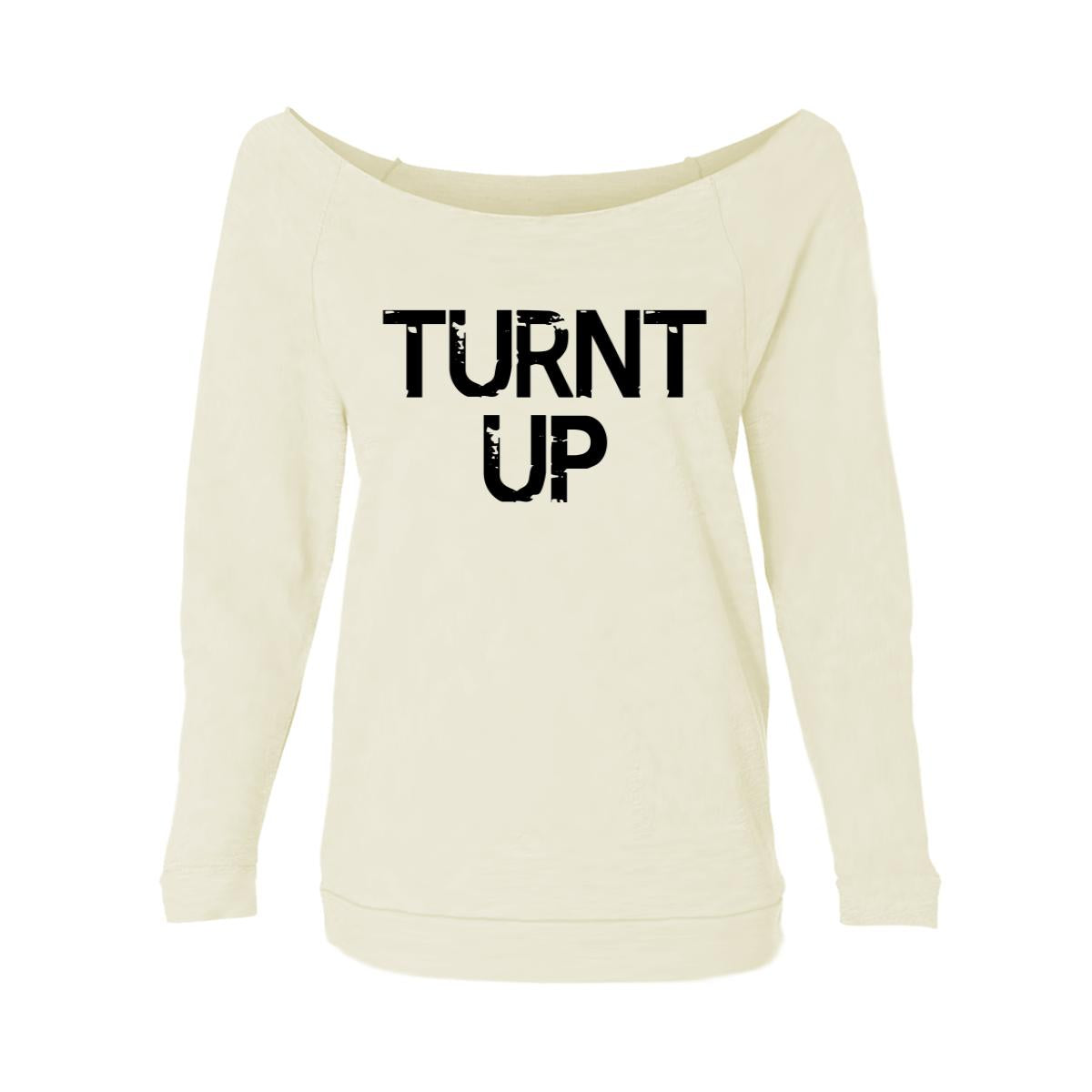 Turnt Up Womens Raw-Edge Scoop Neck Sweater