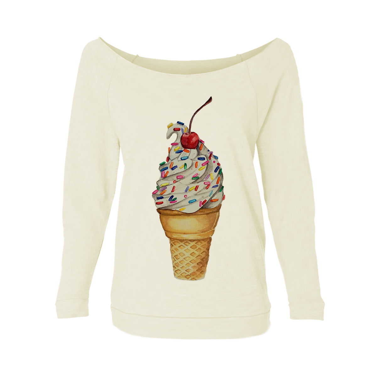Vanilla Ice Cream Womens Raw-Edge Scoop Neck Sweater