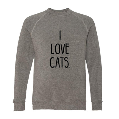 I Love Cats. Adult Raglan Sweatshirt