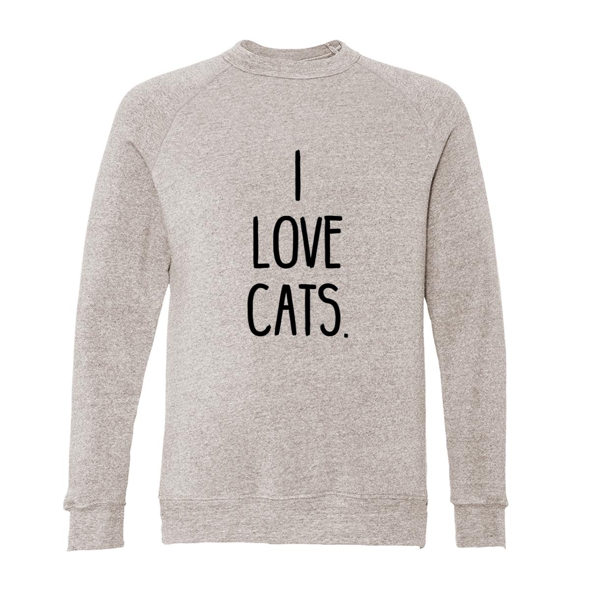 I Love Cats. Adult Raglan Sweatshirt