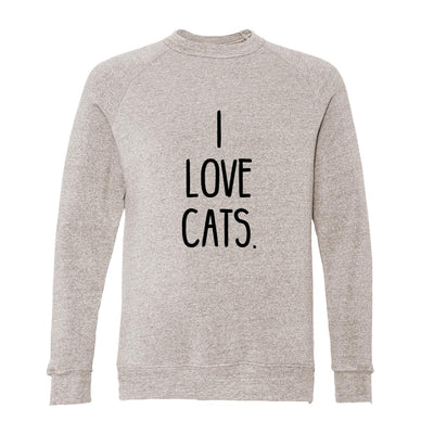 I Love Cats. Adult Raglan Sweatshirt