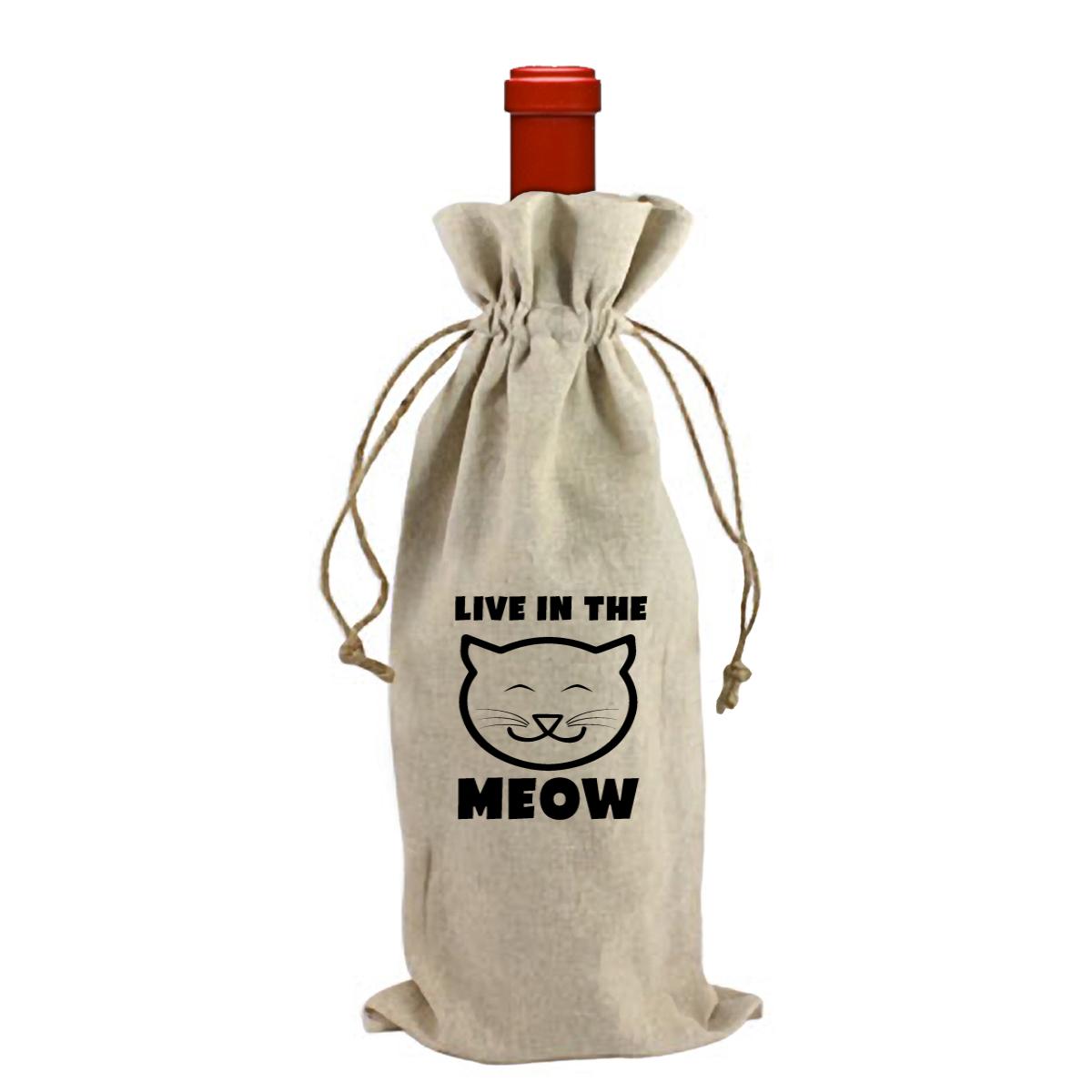 Live In The Meow Wine Bag